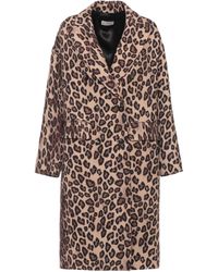 Alberto Biani - Animal Print Double-Button Long Wool Coat - Lyst