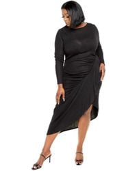 TRUEDAMES - Asymmetrical Sweater Dress With Waterfall Ruffle - Lyst