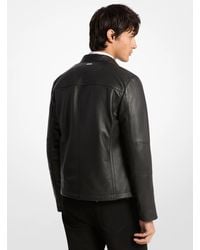 Michael Kors - Michael Kors Leather Double-Zip Racer Jacket - Lyst
