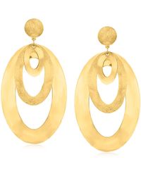 Ross-Simons - Italian 18kt Gold Over Sterling Textured Oval Drop Earrings - Lyst