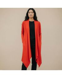 TRUEDAMES - Open Front Draped Long Solid Cardigan - Lyst