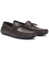 BOSS - Grained-Leather Moccasins With Driver Sole - Lyst
