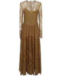 Philosophy Di Lorenzo Serafini - Maxi Dress With Lace Overlay And Flared Skirt - Lyst