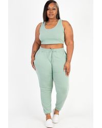 TRUEDAMES - Plus Size French Terry Cropped Tank Top & Joggers Set - Lyst