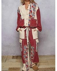 Pol - Contrast Thermal Patchwork Button Hoodie - Lyst