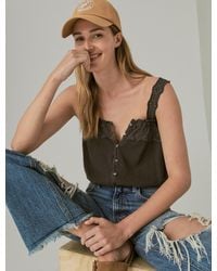 Lucky Brand - Eyelet Button Front Tank - Lyst