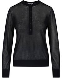 Filippa K - Lightweight Semi-Sheer Round Neck Sweater - Lyst