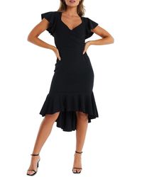 Quiz - Juniors Surplice Long Cocktail And Party Dress - Lyst