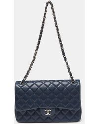 Chanel - Quilted Caviar Leather Jumbo Classic Double Flap Bag - Lyst