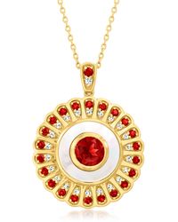 Ross-Simons - Mother-of-pearl And Garnet Pendant Necklace With . White Topaz In 18kt Gold Over Sterling - Lyst