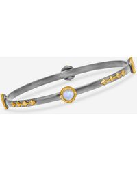 Armenta - Old World Sterling Silver And 18k Yellow Gold, Multi Stone And Champagne Diamond Bangle Bracelet-1 - Lyst