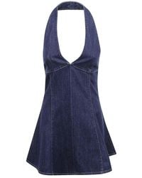 MC2 Saint Barth - Dark Denim Mini Dress With Halter Neckline - Lyst