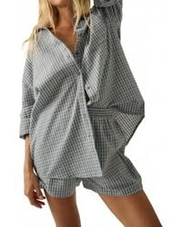 Promesa - Plaid Textured Seersucker Oversize Button-Up Pocket Shirt - Lyst