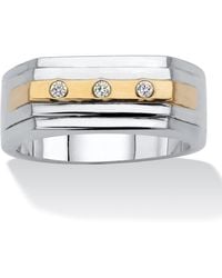 Palmbeach Jewelry - Round Crystal Ion-Plated Stainless Steel Two-Tone Ring - Lyst