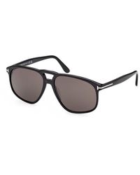 Tom Ford - Aviator Full Rim, With A Shiny Frame And Smoke Lens - Lyst