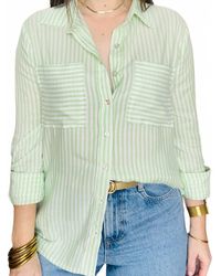 Trend:Notes - Button Up Stripe Top - Lyst
