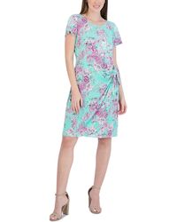 Signature By Robbie Bee - Floral Print Polyester Wear To Work Dress - Lyst