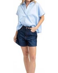 Karlie - Solid Poplin Collared Top - Lyst