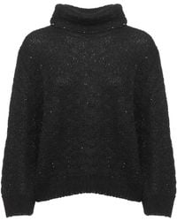 Panicale - High-Neck Paillette Alpaca-Blend Sweater - Lyst