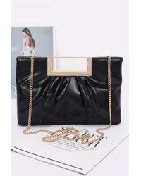 Fashnzfab - Faux Leather Metal Handle Clutch - Lyst