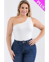 TRUEDAMES - Plus Size One Shoulder Solid Casual Bodysuit - Lyst