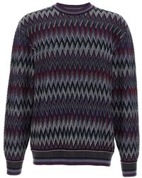 Missoni - Zigzag Pattern Wool Sweater With Crew Neck - Lyst