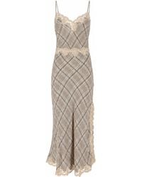 Ermanno Scervino - Fitted Lace Trim Plaid Pattern Midi Dress - Lyst