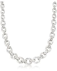 Ross-Simons - Sterling Silver Graduated Oval-link Necklace - Lyst