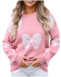 Main Strip - Crew Neck Bow Printed Sweater - Lyst