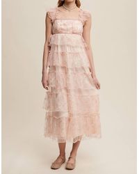 Listicle - Delicate Floral Embroidered Lace Maxi Dress - Lyst