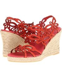 Eric Michael - Jillian Sandal Leather Wedge Heel Espadrille Hawk2084 - Lyst
