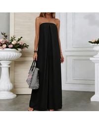 TRUEDAMES - Casual Strapless Solid Color Wide-Leg Jumpsuit - Lyst