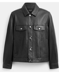 COACH - Leather Trucker Jacket - Lyst