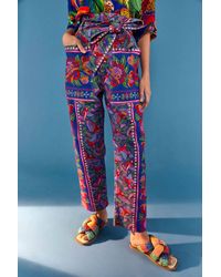 Damen Bekleidung Hosen und Chinos Ausgestellte und Palazzo Hosen FARM Rio Bestickte Hose Mit Geradem Bein Aus Baumwollcord in Blau 