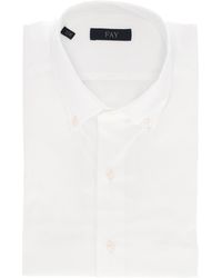 Fay - Button Down Stretch Cotton Shirt - Lyst