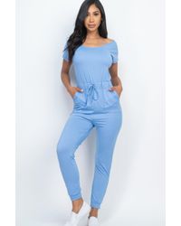 TRUEDAMES - Two-Way Shoulder Drawstring Jumpsuit - Lyst