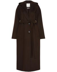 Sportmax - Long Wool Coat With Belted Waist And Wide Collar - Lyst
