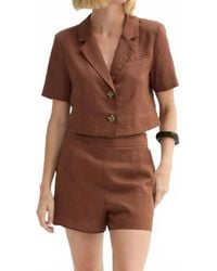 Crescent - Isla Cropped Linen Blazer And Short Set - Lyst