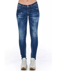 Frankie Morello - Chic Worn Wash Skinny Denim Jeans - Lyst