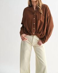 Fun 2 Fun - Twist Hem Button Down Blouse - Lyst