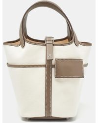 Hermès - Hermès Ecro/etoupe Toile And And Swift Leather Cargo Picotin Lock 18 Bag - Lyst