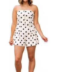 By Together - Fiora Polka Dot Strapless Romper - Lyst