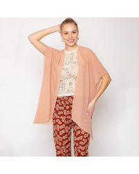 TRUEDAMES - Solid Chiffon Ruana Poncho - Lyst
