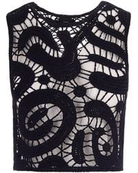 Pinko - Intricate Geometric Crochet Cropped Top - Lyst