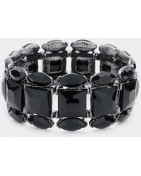 Fashnzfab - Marquise Square Stone Cluster Stretch Evening Bracelet, Jet - Lyst