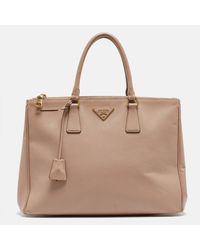 Prada - Light Saffiano Lux Leather Large Double Zip Tote - Lyst