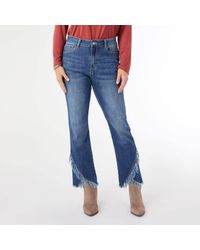 Coco + Carmen - Bambu Soft Straight Ankle Jean With Crossover Fringe Bottom - Lyst