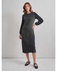 Misook - A-Line Melange Striped Soft Knit Midi Dress - Lyst