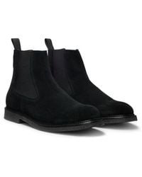 BOSS - Suede Chelsea Boots With Elasticated Panels - Lyst