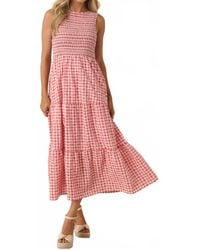 Thml - Picnic Promises Gingham Eyelet Cotton Midi Dress - Lyst